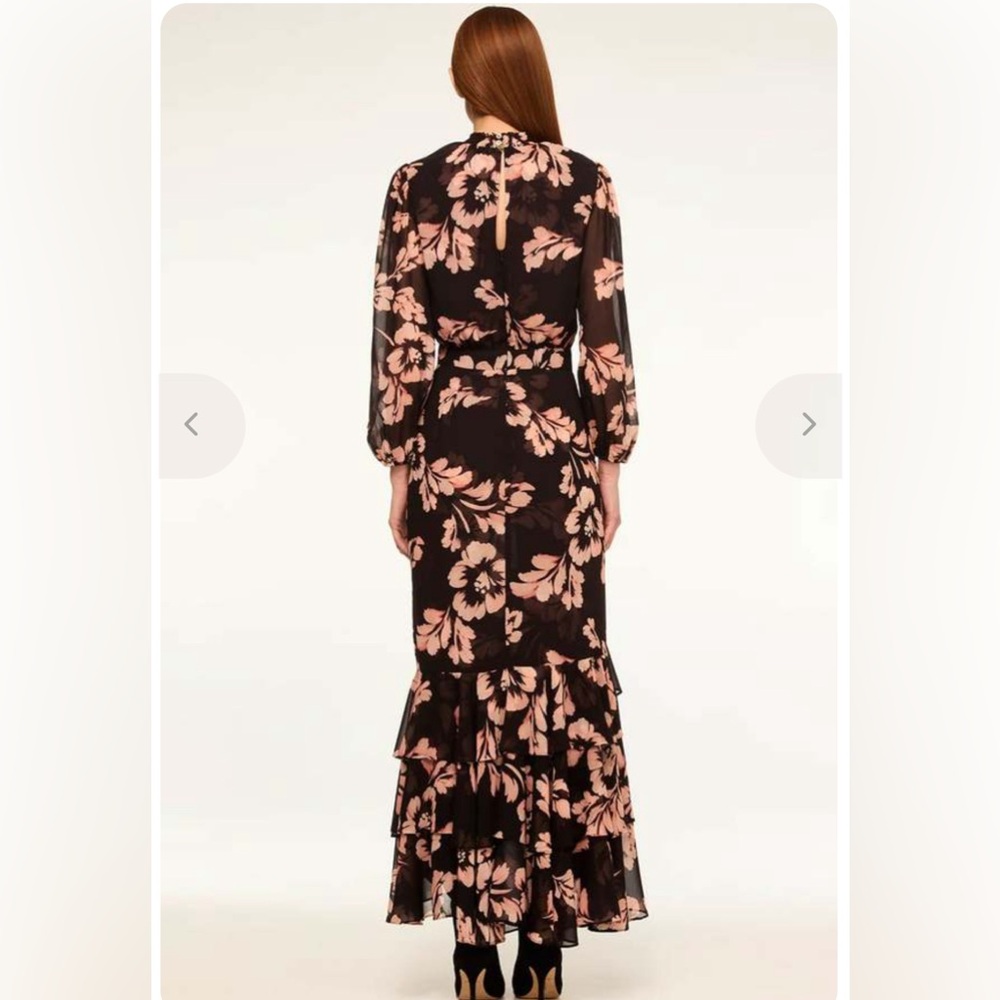 NWT Misa Los Angeles Black Maxi Dress with Blush Floral Print - Picture 3 of 6